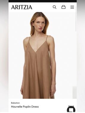 Aritzia Babaton Nouvelle Poplin Spaghetti Strap Dress in Brown Saville Small
